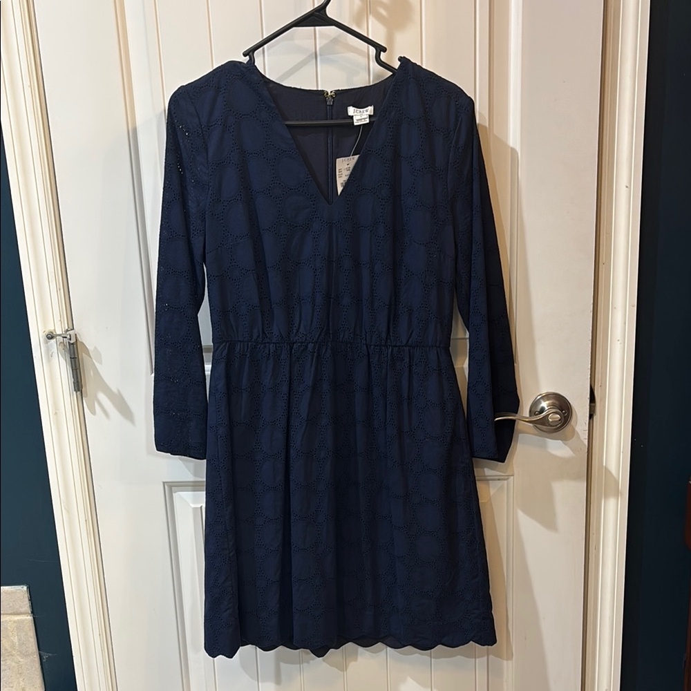 J. Crew Blue Long Sleeve V-Neck Sundress